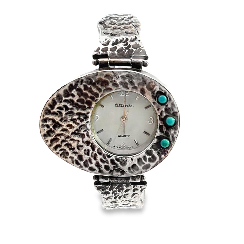 Sterling Silver & Turquoise Titanic Watch