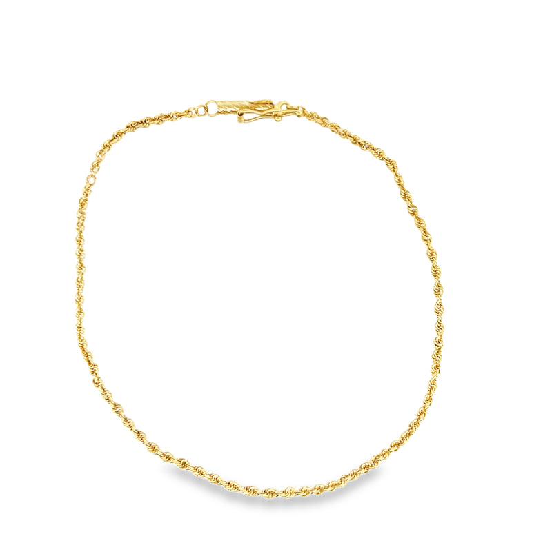 14K YG Diamond Cut Rope Bracelet 7