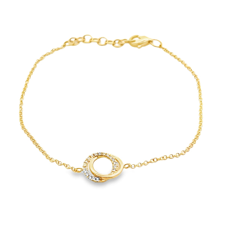14K Yellow Gold Double Circle Diamond Bracelet
