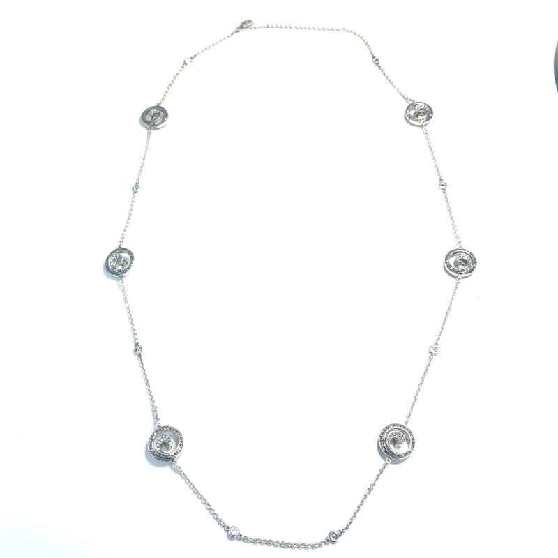 Sterling Silver Marcasite & CZ Necklace 32-34