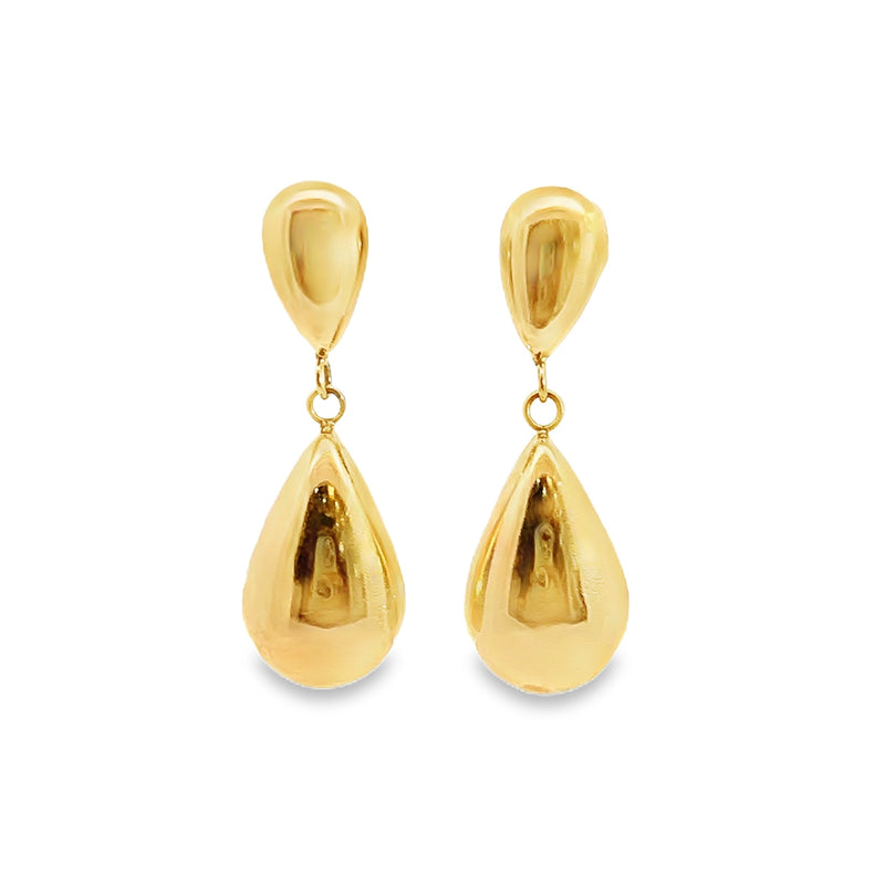 14K YG Teardrop Dangle Post Earrings
