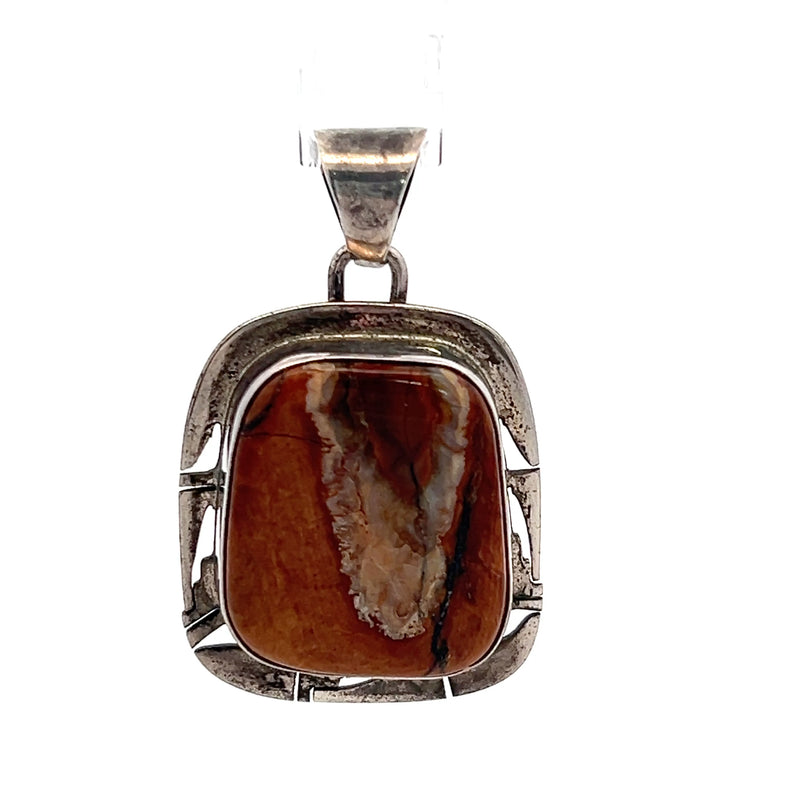 P. Sanchez Signed Sterling Silver Jasper Pendant