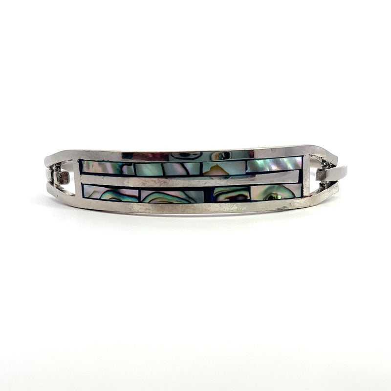 Sterling Silver Hinged Abalone Bangle Bracelet