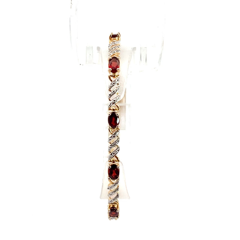 Gold Plated Sterling Silver Garnet Tennis Bracelet
