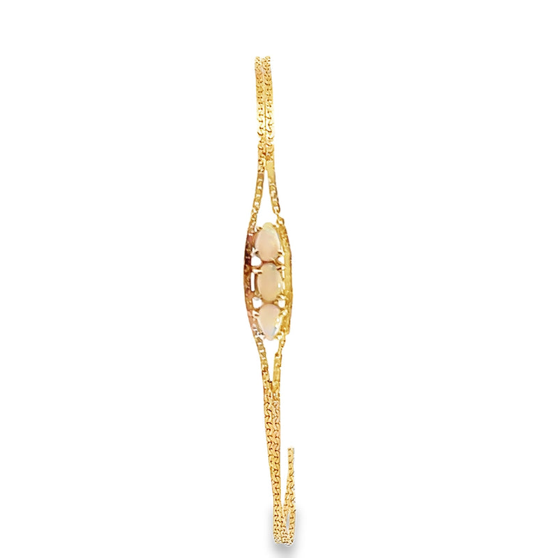 14K YG Opal & Herringbone Chain Bracelet
