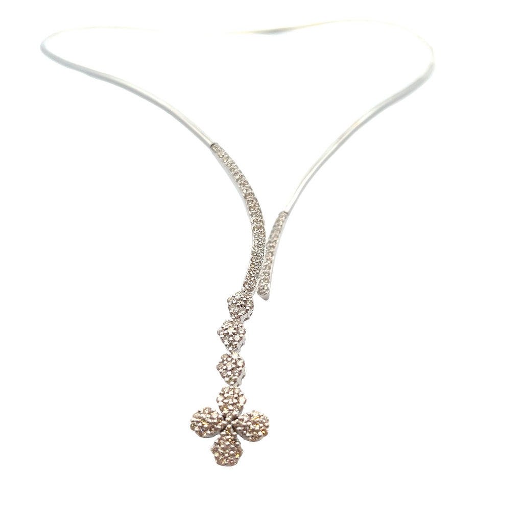18K WG Diamond Flower Collar Necklace