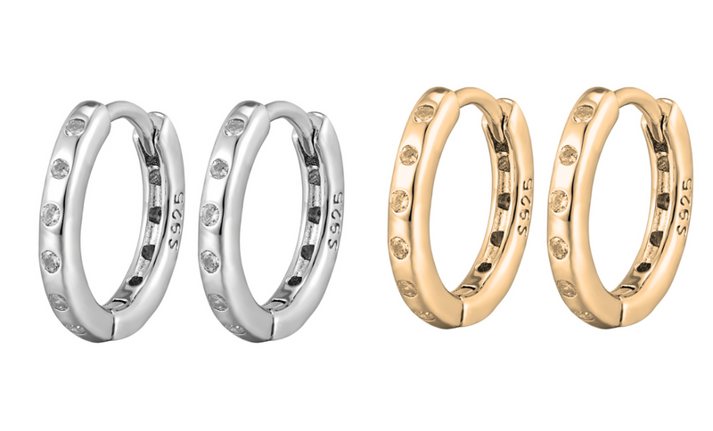 Gold Plated Sterling Silver CZ Hoop Earrings