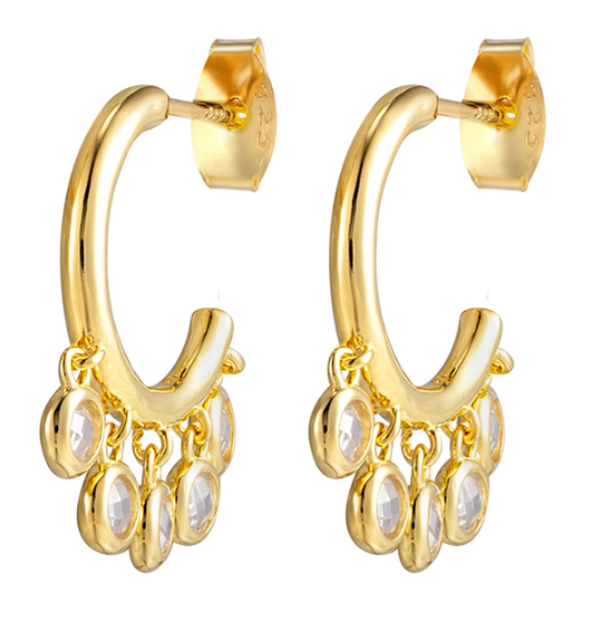 Gold Plated CZ Dangle Earrings