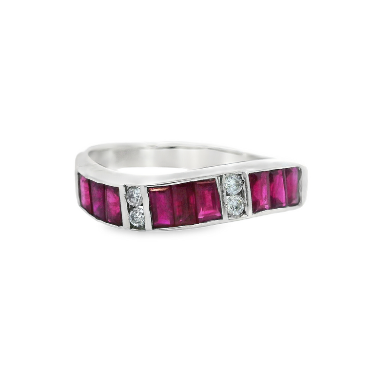 14K WG Ruby & Diamond Band