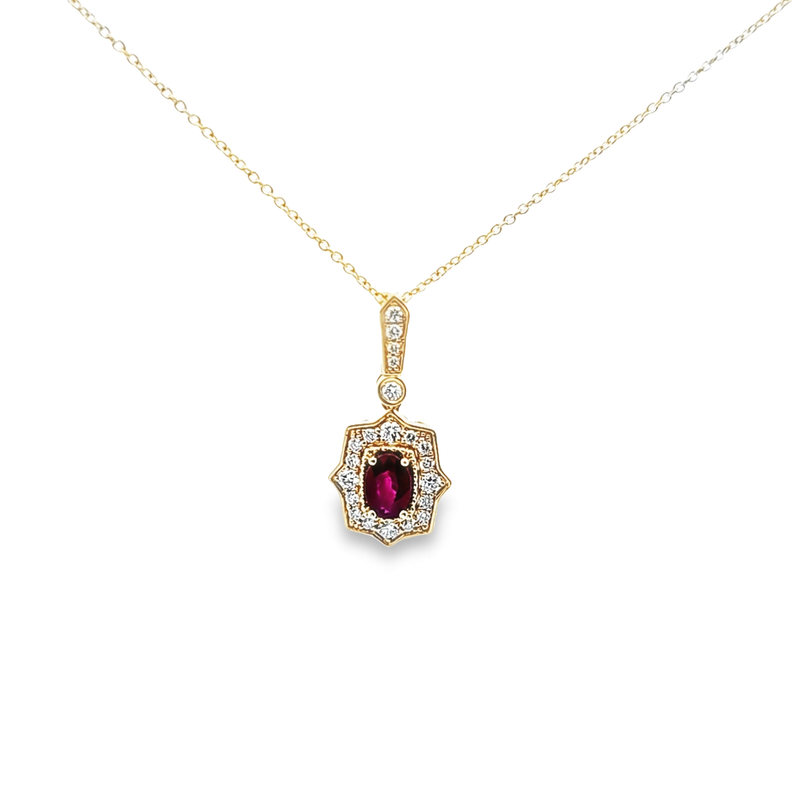 14K YG Ruby & Diamond Pendant
