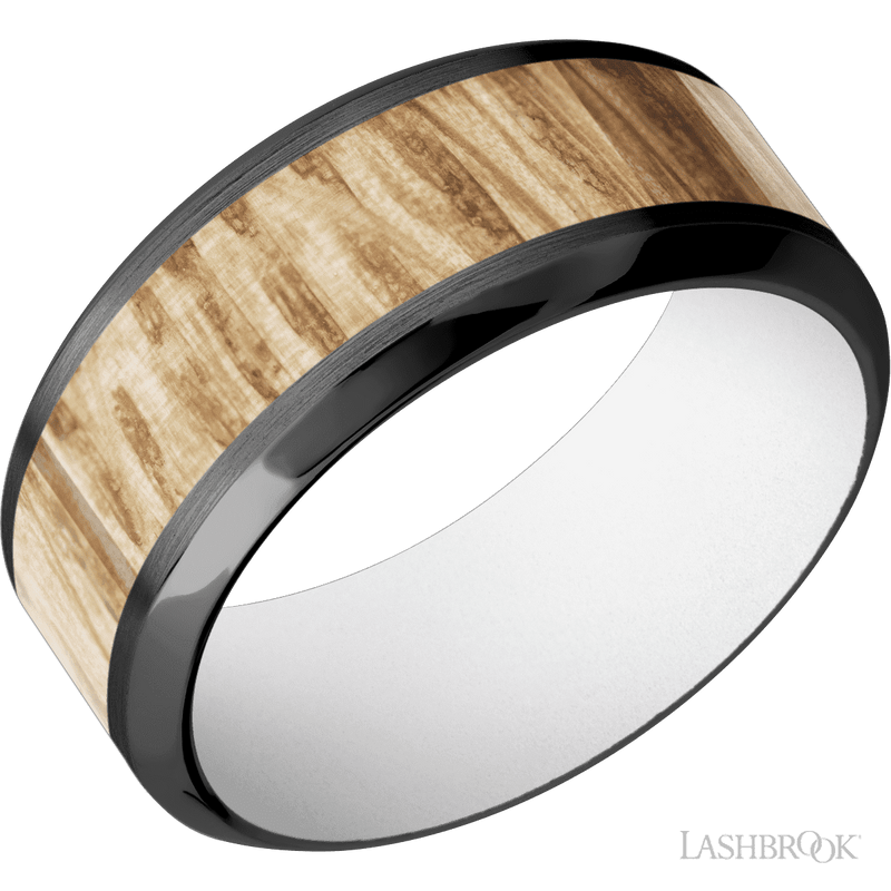 Zirconium with Hardwood Inlar Wedding Band
