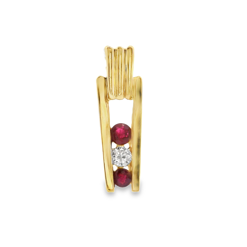 14K YG Ruby & Diamond Pendant