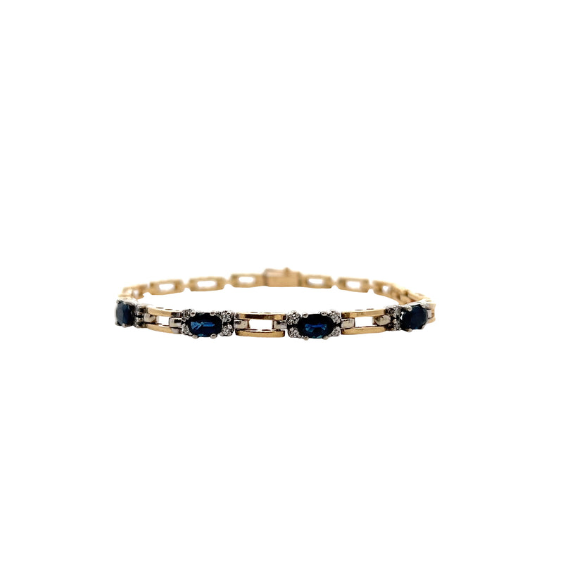 14K YG Sapphire & Diamond Tennis Bracelet