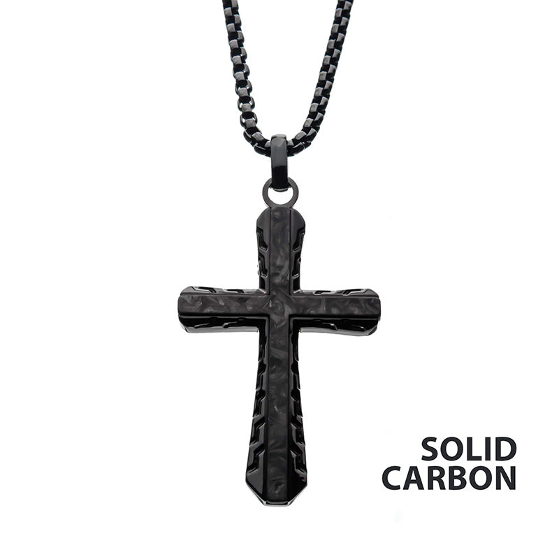 Steel Black Carbon Graphite Sepulchre Cross Pendant