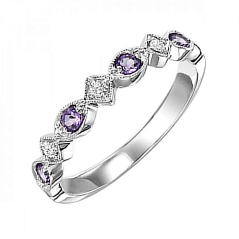 10K WG AMETHYST & DIAMOND RING