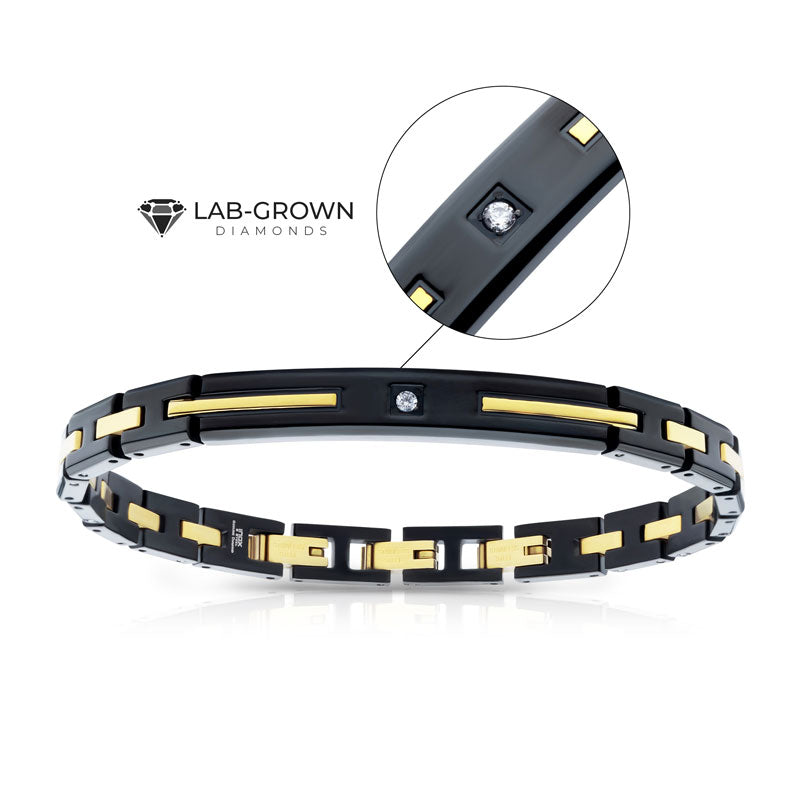 18Kt Gold IP and Black IP Steel Bracelet