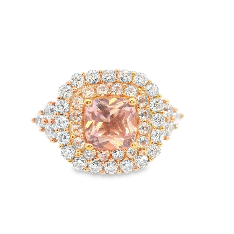 Rose Gold Plated Sterling Silver CZ Ring