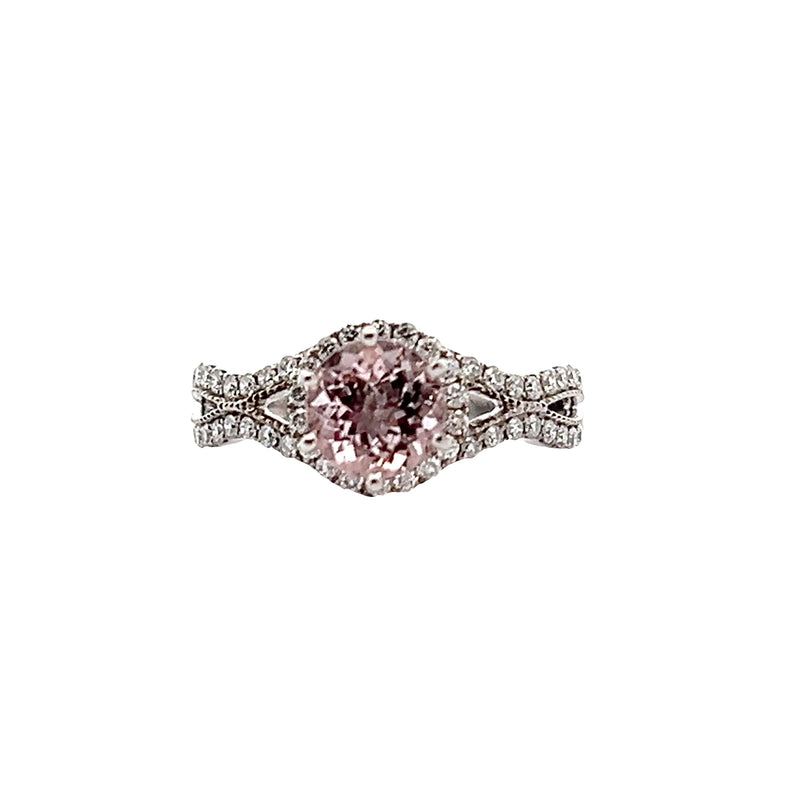 14K WG Morganite & Diamond Ring