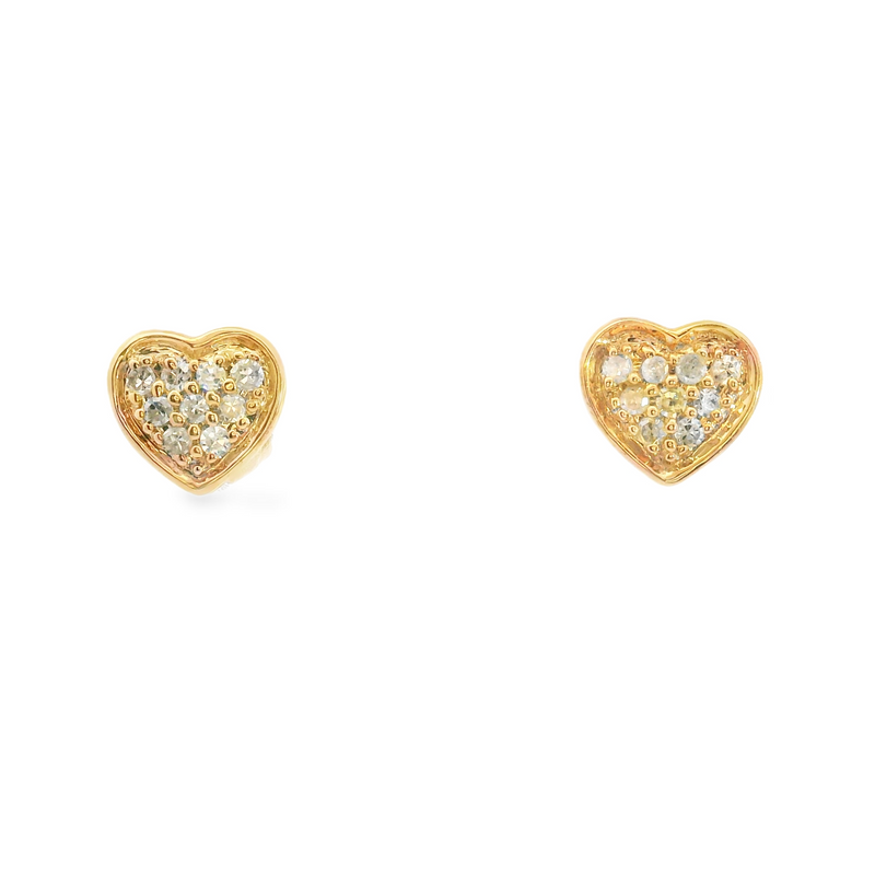 10K RG Heart Shape Cluster Diamond Studs