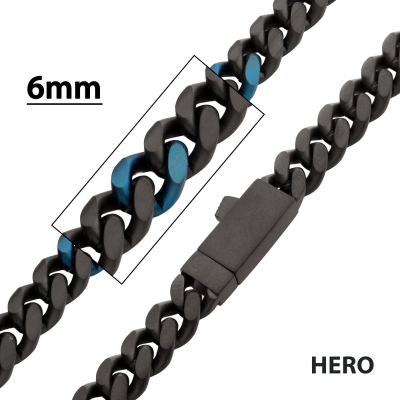 Matte Black & Blue Steel Miami Cuban Chain