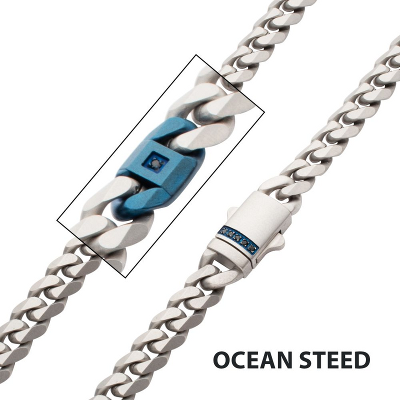 Cuban Chain with Two Blue IP Links & Black Sapphire