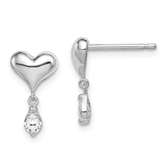 Sterling Silver Heart Dangle Earrings
