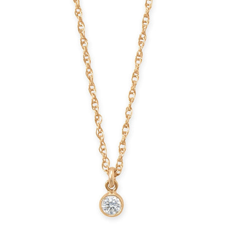 Gold Filled Lab Grown Diamond Drop Necklace 16