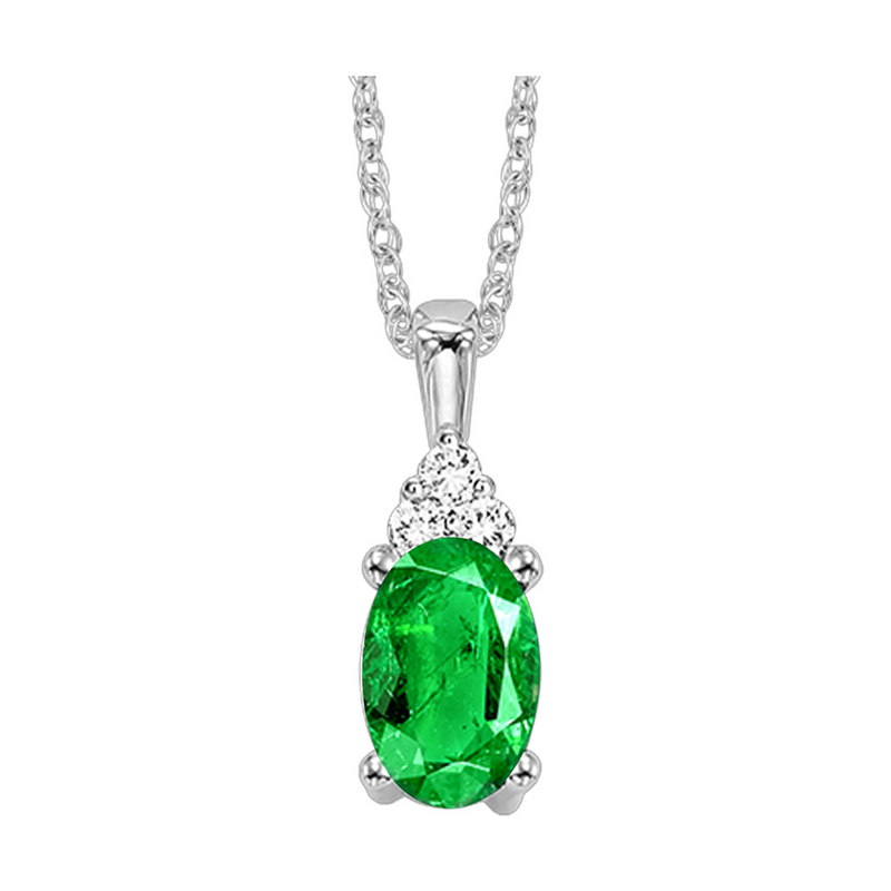 10K WG Emerald & Pendant
