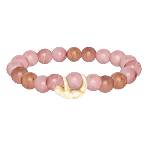 Sloth Tracking Bracelet with Wildflower Pink Agate Beads