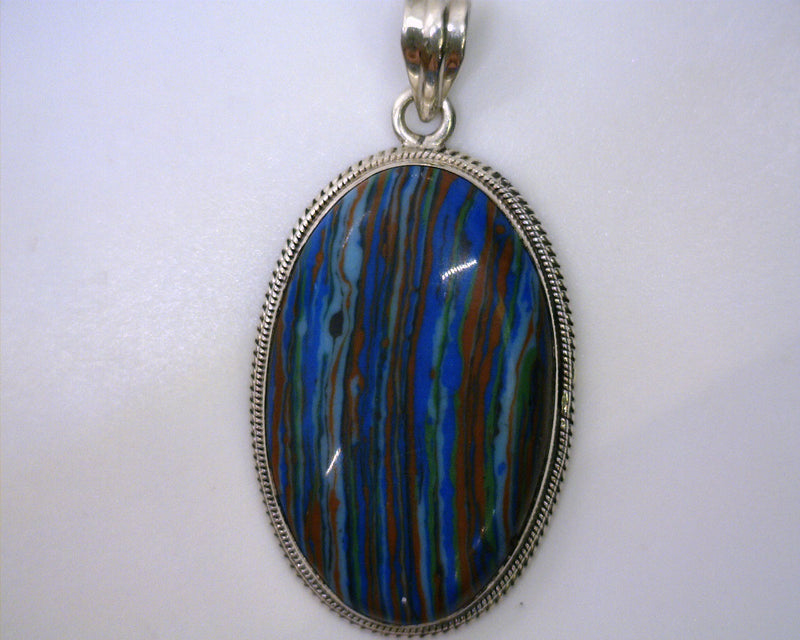 Sterling Silver Rainbow Calsilica Pendant