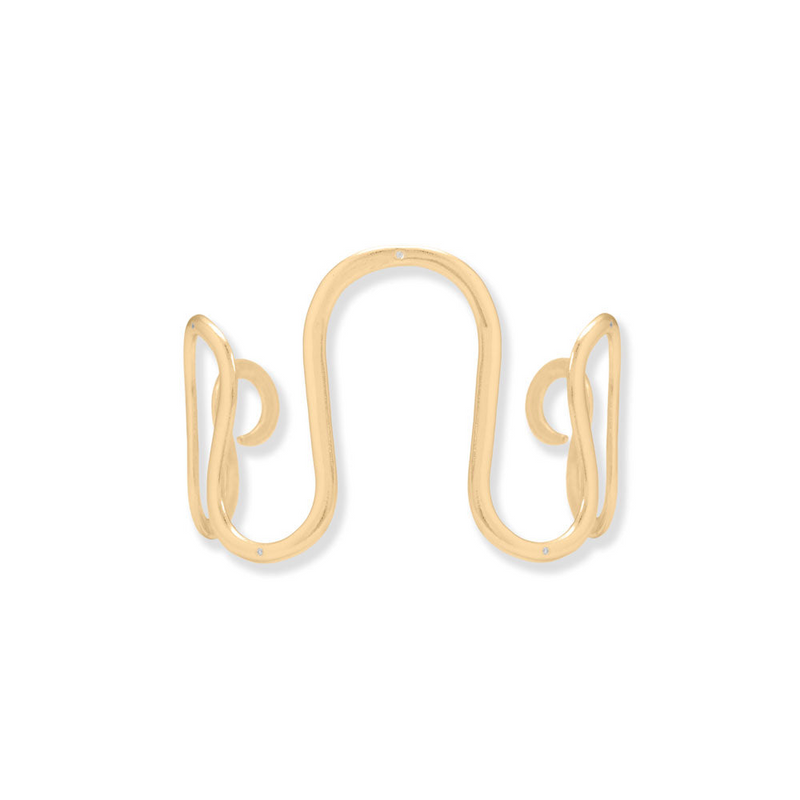 14 Karat Gold Plated CZ Accent Wavy Cuff Bracelet