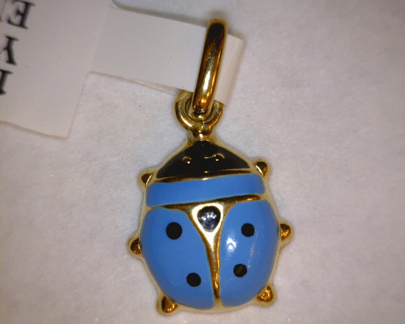 14K YG ENAMELED LADYBUG