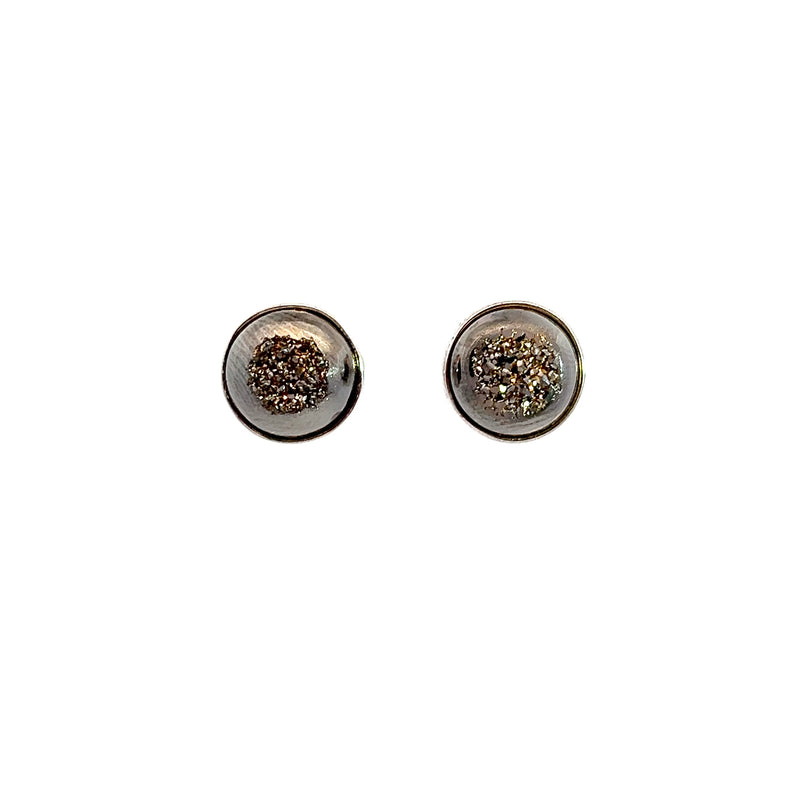 Sterling Silver Druzy Stud Earrings