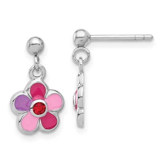 Silver Flower Dangle Earrings
