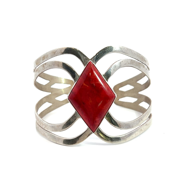 Sterling Silver Wide Red Turquoise Cuff Bracelet