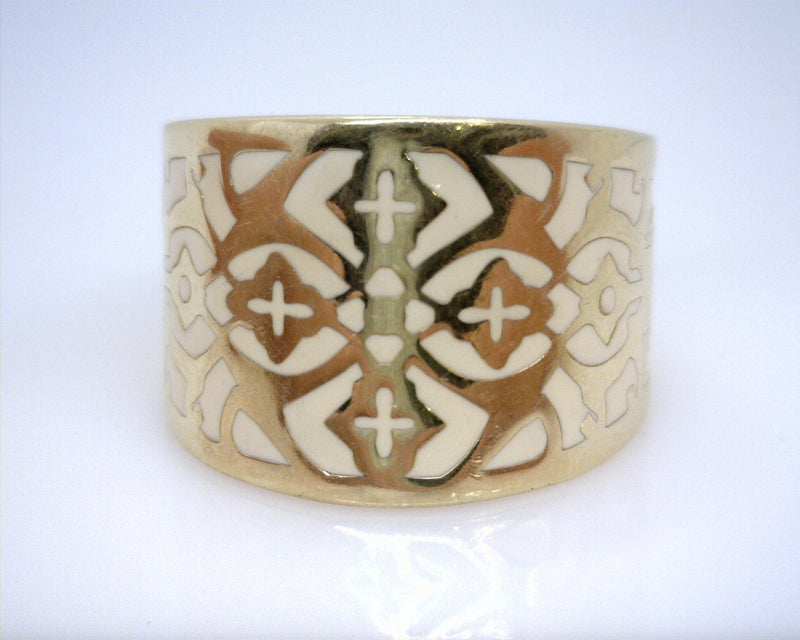 14K YG Enamel Ring Size 10