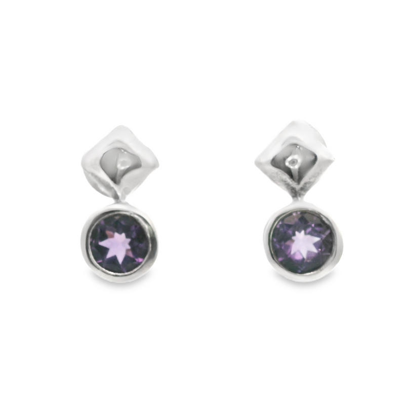 Sterling Silver Amethyst Stud Earrings