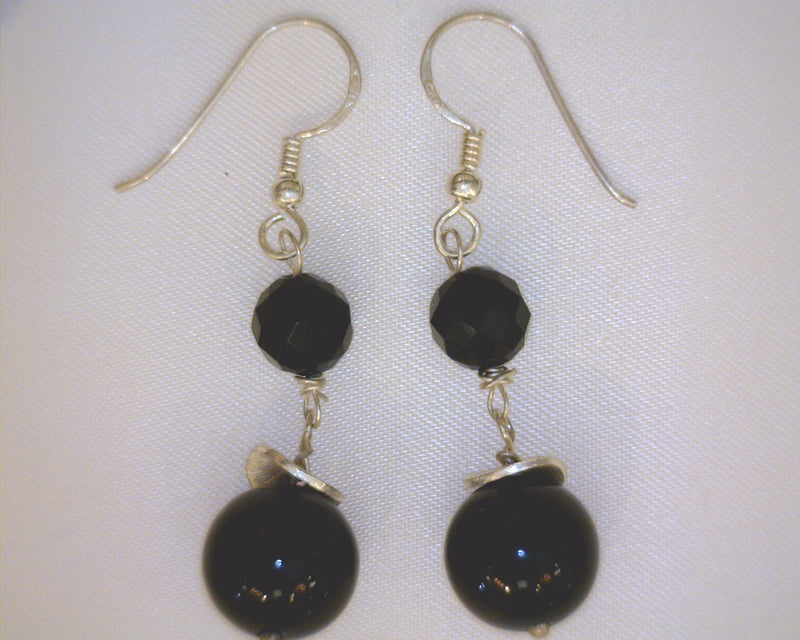 SS BLACK ONYX EARRINGS