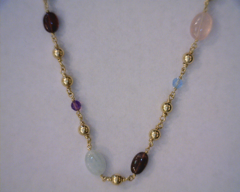 14K YG GEMSTONE NECKLACE