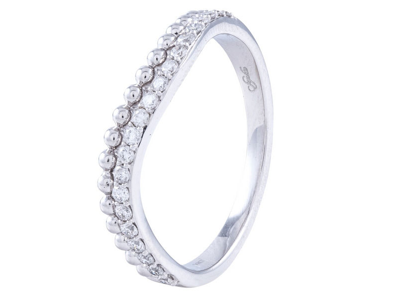 14K WG Double Wave Diamond Ring