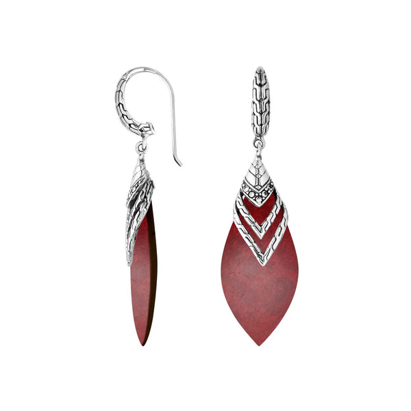 Sterling Silver Earring With Coral and Cubic Zircon
