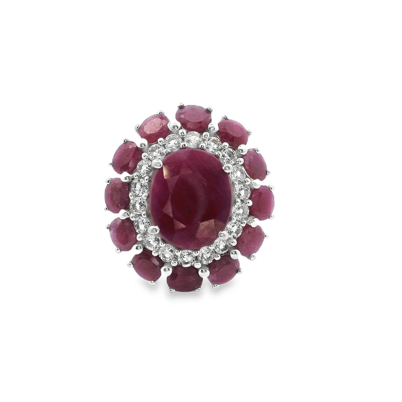 Sterling Silver Ruby & White Sapphire Ring