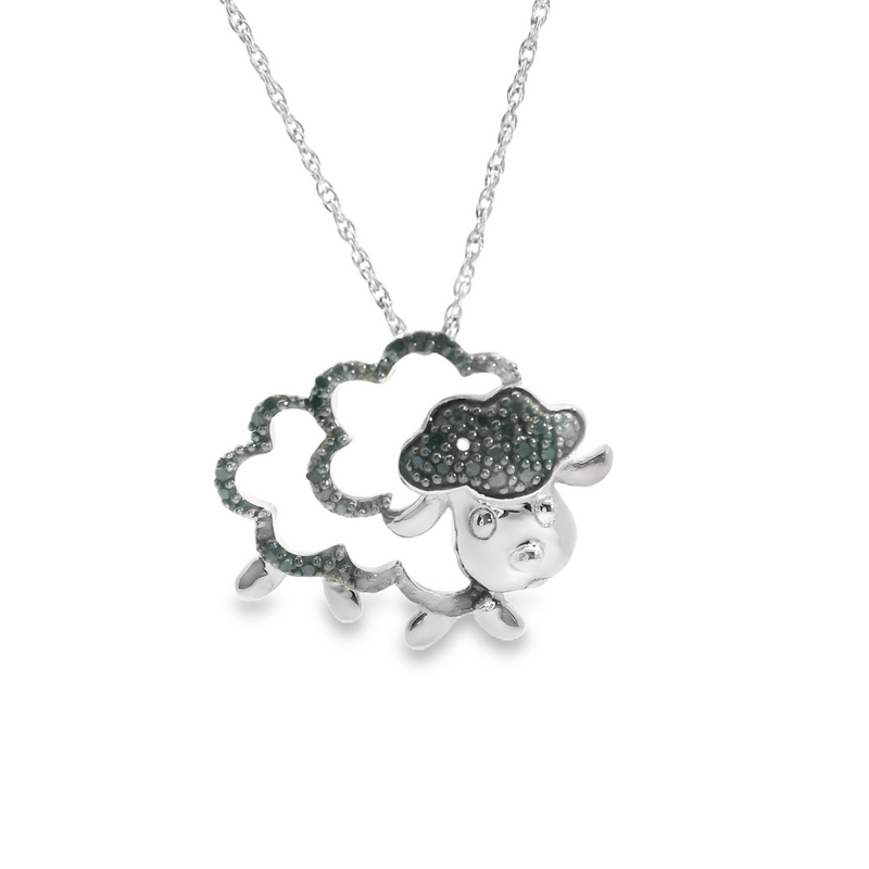 Sterling Silver Diamond Sheep Pendant