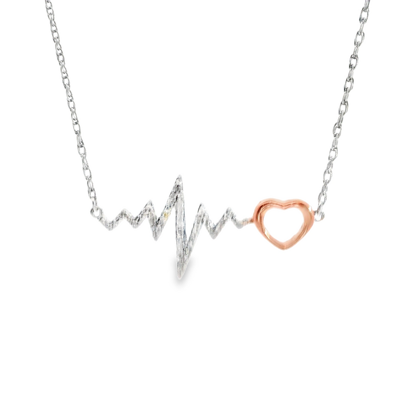 Sterling Silver & Diamond Heartbeat Necklace
