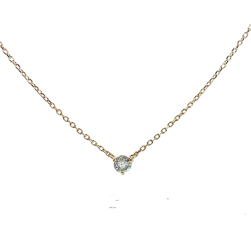 14K YG Solitaire Diamond Necklace