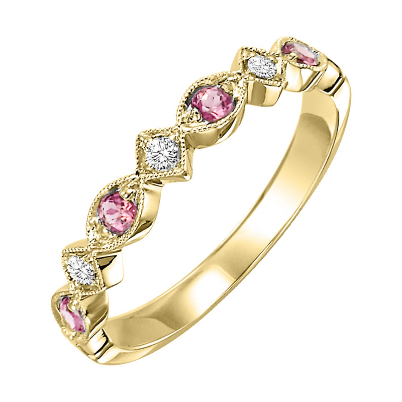 10K YG Pink Tourmaline & Diamond Stackable Band