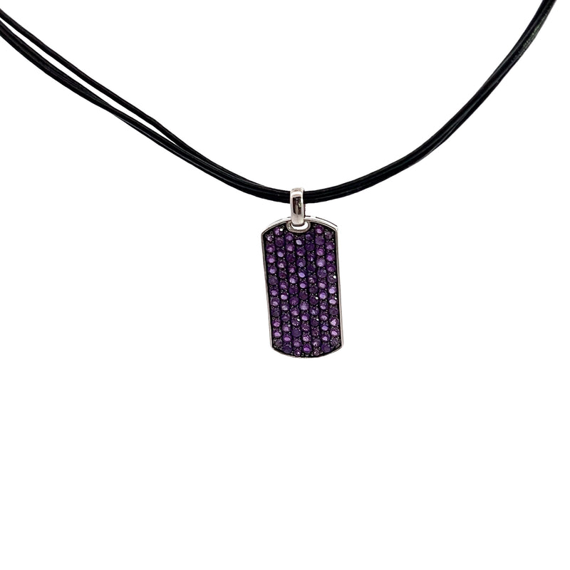 Sterling Silver Amethyst Pendant with Black Leather Cord