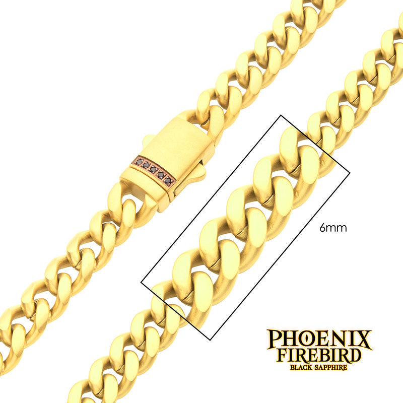 8mm 18Kt Gold IP Steel Matte Finish Miami Cuban Chain Necklace