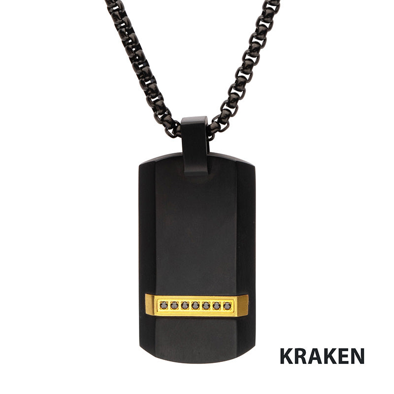 Black IP Steel Dog Tag Pendant