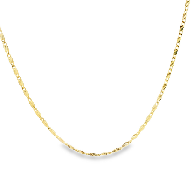 10K YG Fancy Diamond Cut Link Chain 14